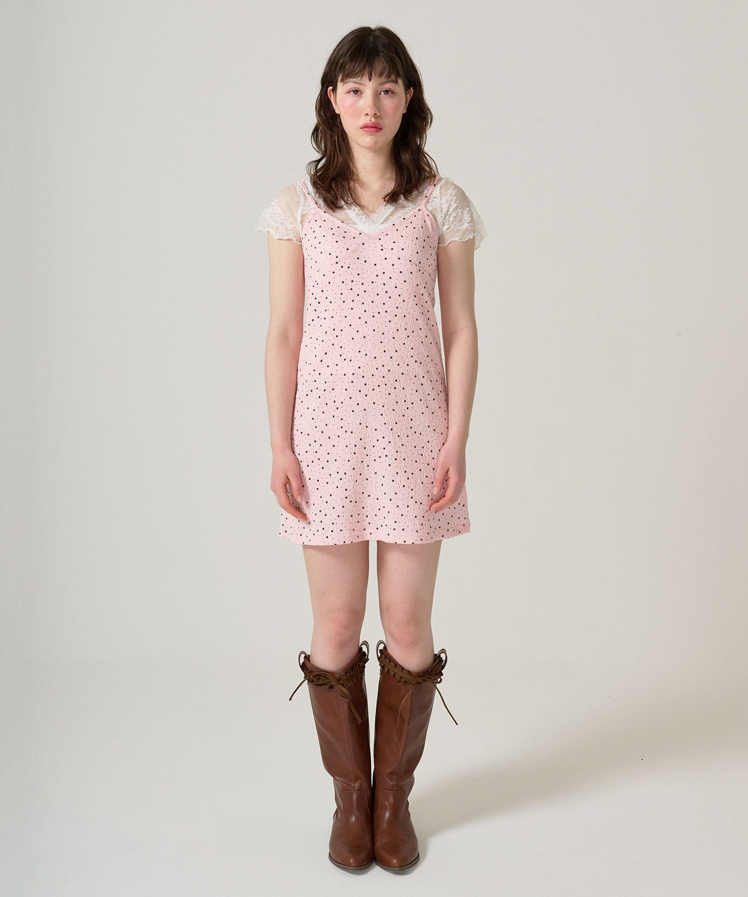 SUMMER SALE スター＆ドット キャミワンピース TINA：JOJUN 全2色