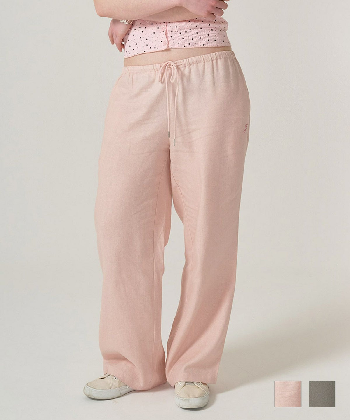 ボトムス/リラックスパンツ/ストーン付き