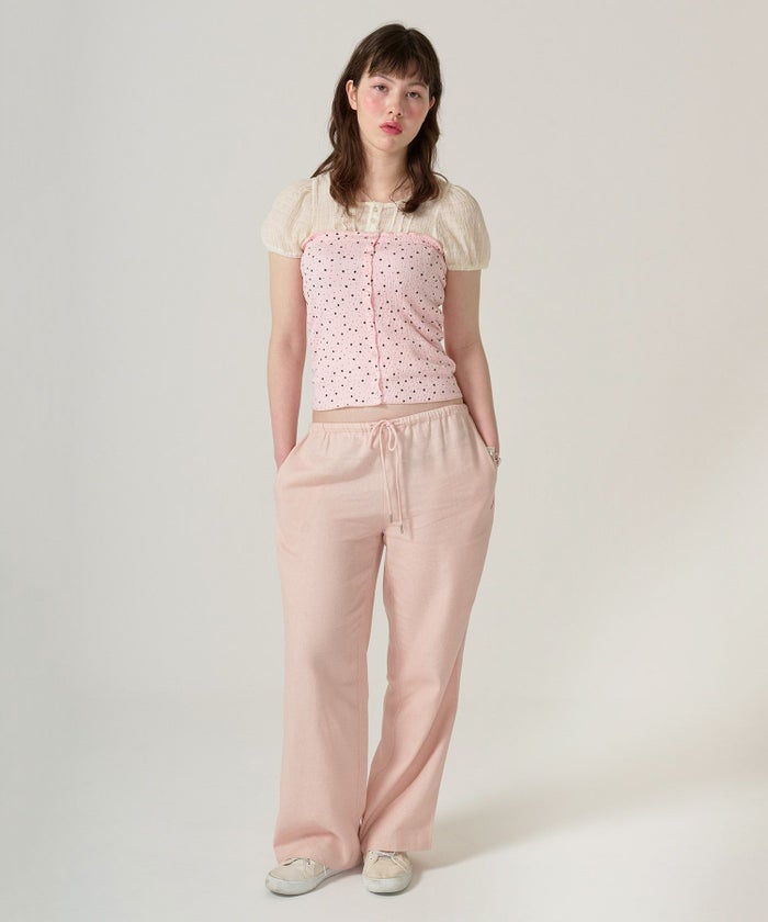 ボトムス/リラックスパンツ/ストーン付き