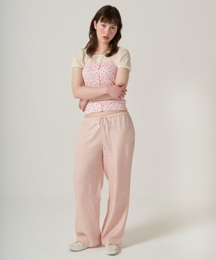 ボトムス/リラックスパンツ/ストーン付き