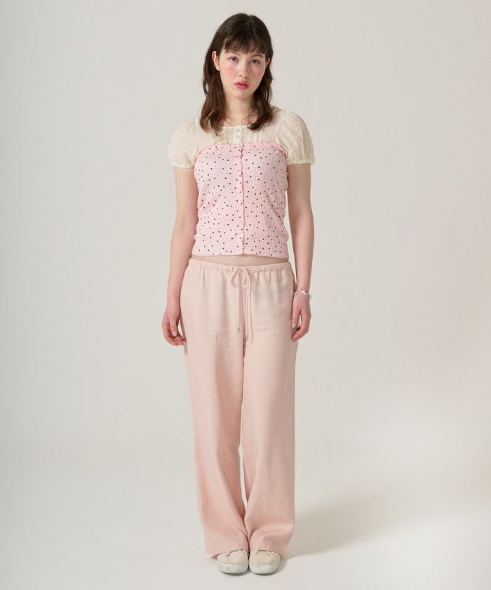 ボトムス/リラックスパンツ/ストーン付き