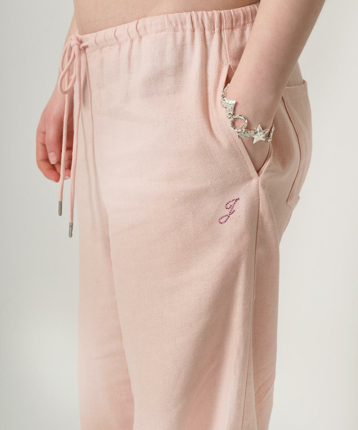 ボトムス/リラックスパンツ/ストーン付き