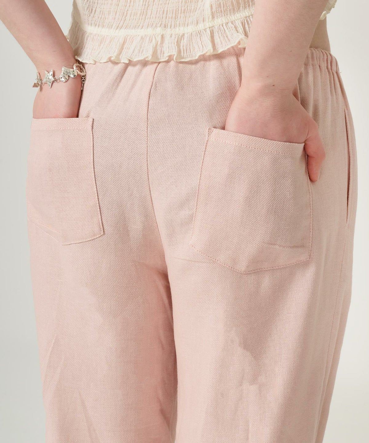 ボトムス/リラックスパンツ/ストーン付き