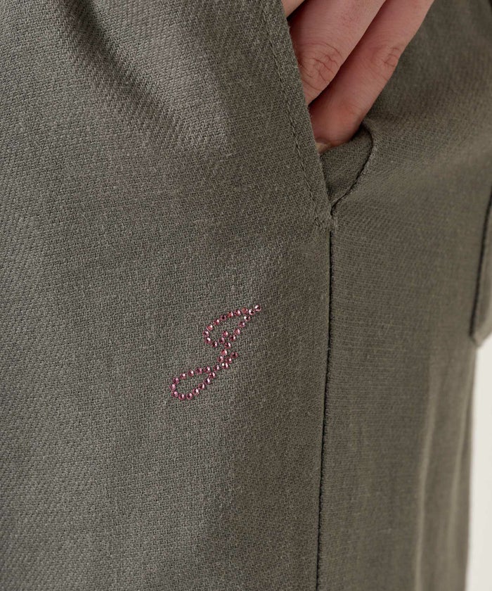 ボトムス/リラックスパンツ/ストーン付き