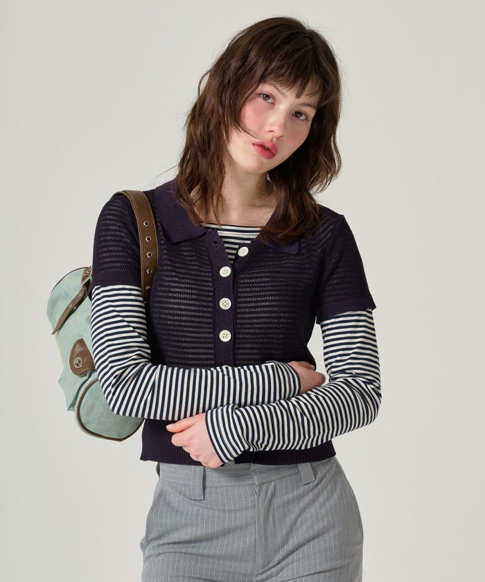 ニット/襟付きニット/シアー/トップス