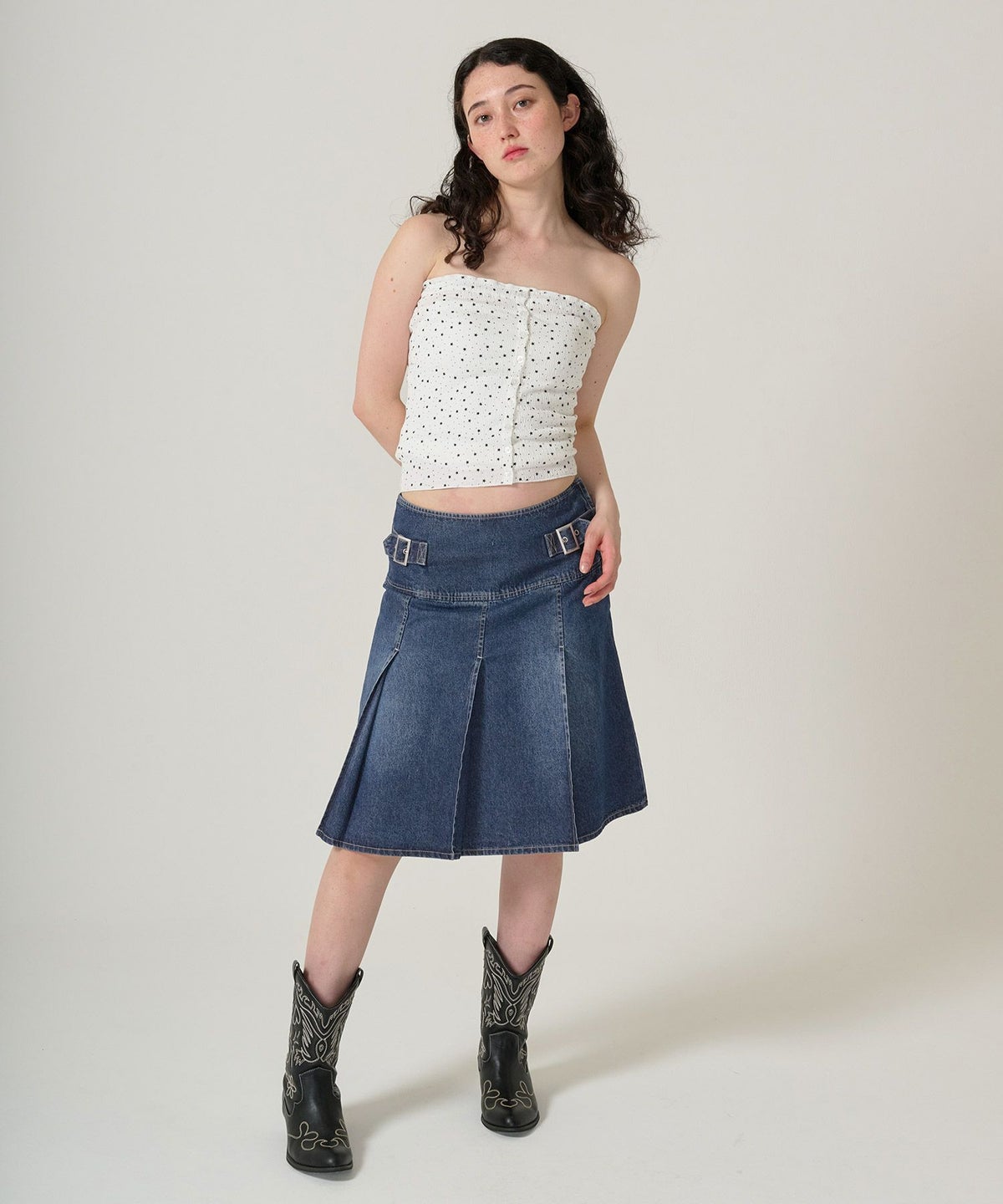 スカート/プリーツ/デニム/ミディ丈