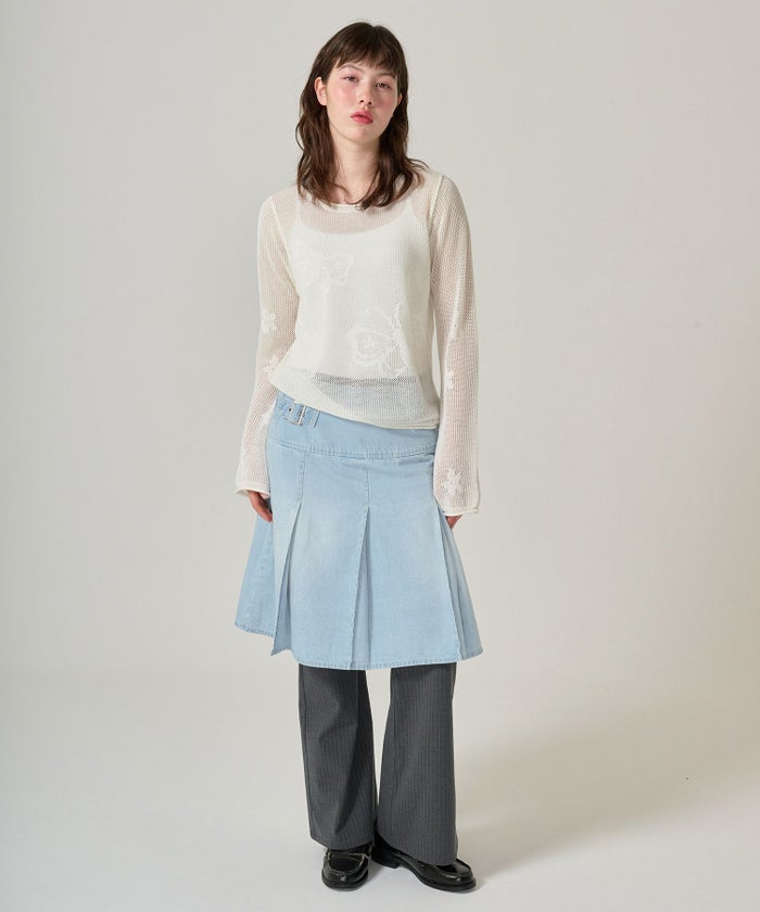 スカート/プリーツ/デニム/ミディ丈