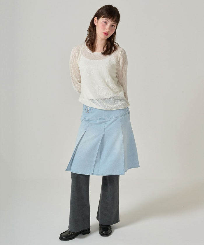 スカート/プリーツ/デニム/ミディ丈