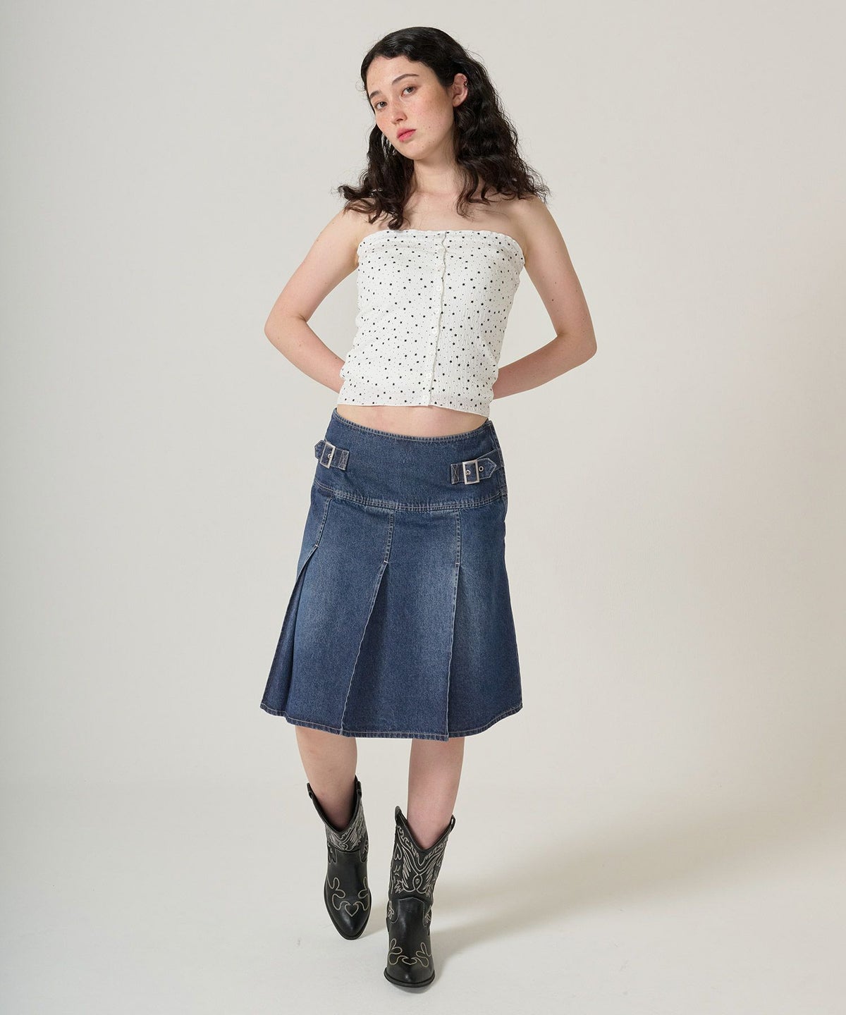 スカート/プリーツ/デニム/ミディ丈