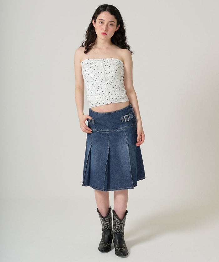 スカート/プリーツ/デニム/ミディ丈