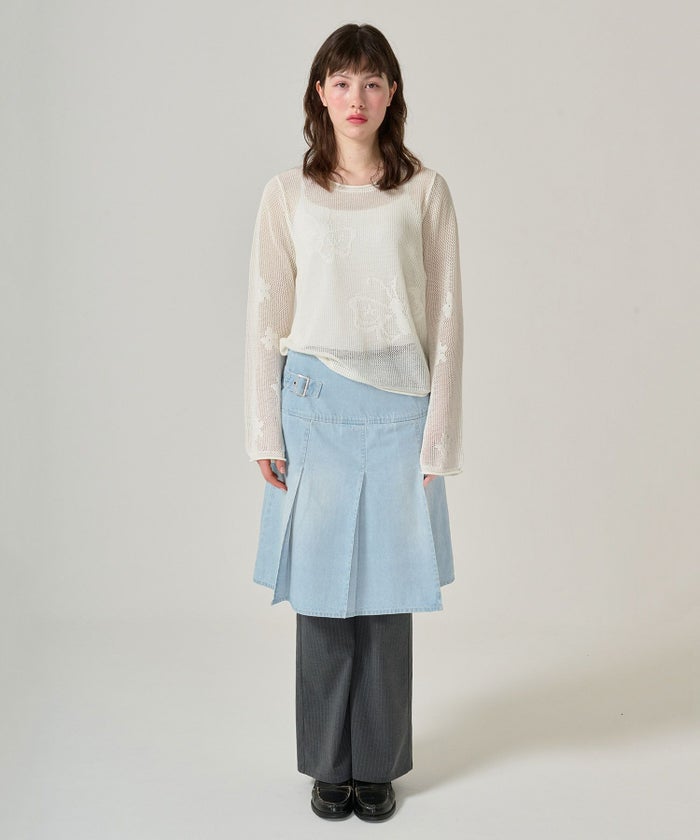 スカート/プリーツ/デニム/ミディ丈