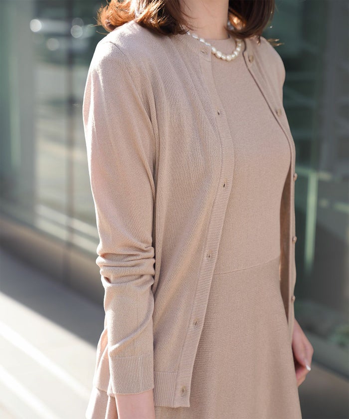 レディース トップス カーディガン サマーニット アンサンブル ペプラム きれいめ 洗える サックス/ベージュ/グレー/ネイビー M