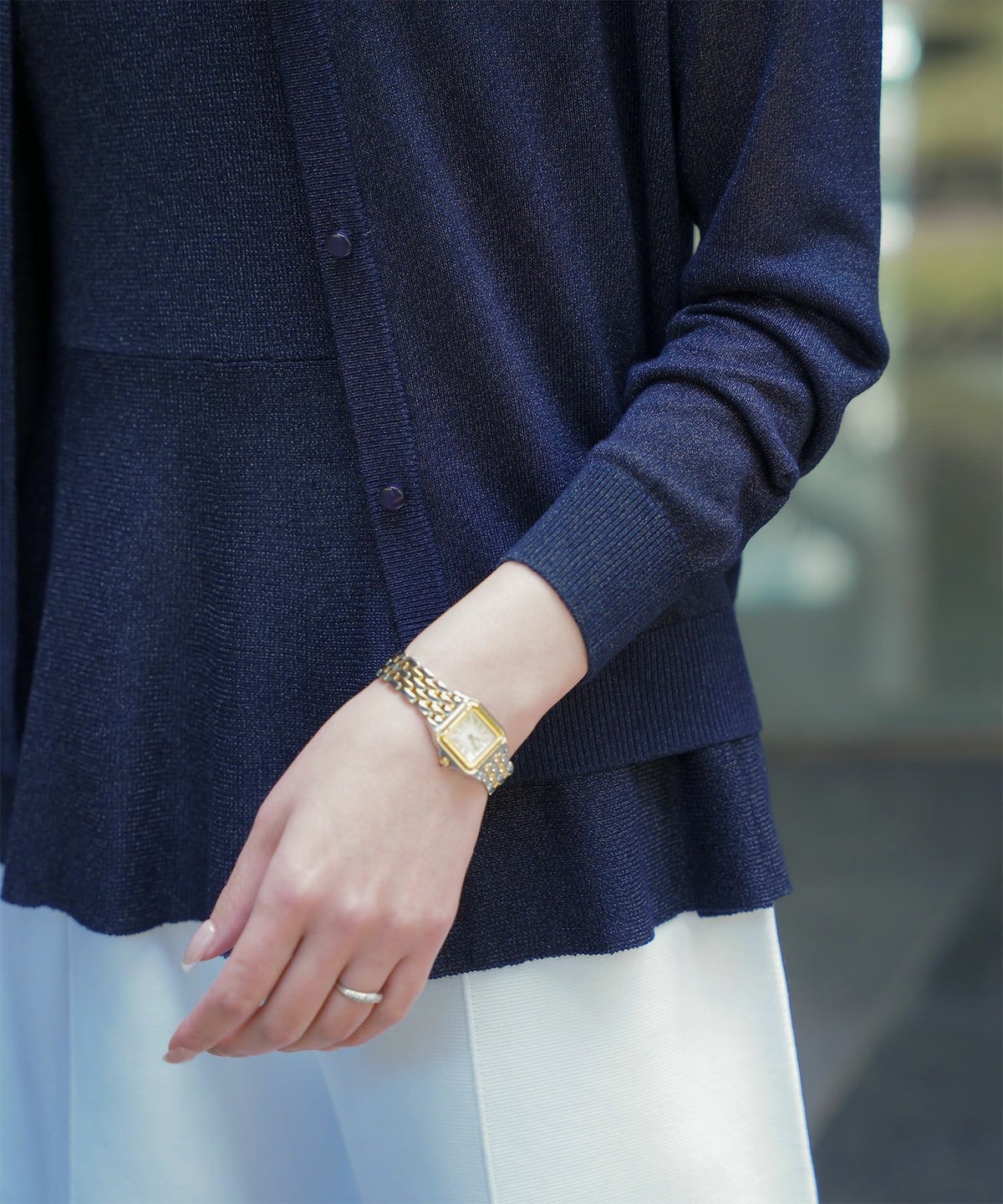 レディース トップス カーディガン サマーニット アンサンブル ペプラム きれいめ 洗える サックス/ベージュ/グレー/ネイビー M