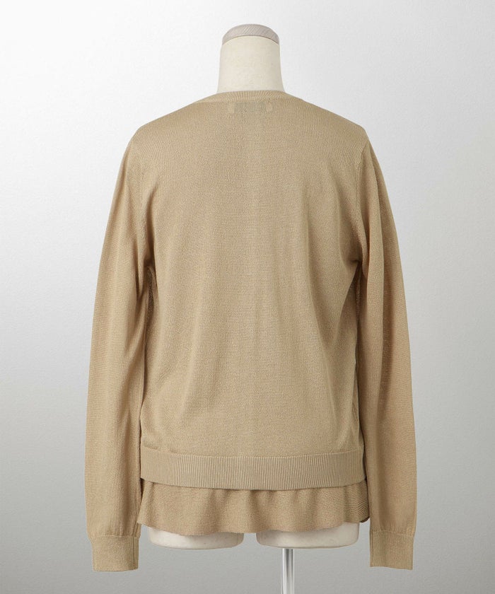 レディース トップス カーディガン サマーニット アンサンブル ペプラム きれいめ 洗える サックス/ベージュ/グレー/ネイビー M