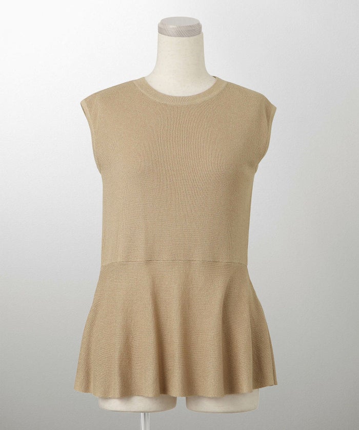 レディース トップス カーディガン サマーニット アンサンブル ペプラム きれいめ 洗える サックス/ベージュ/グレー/ネイビー M