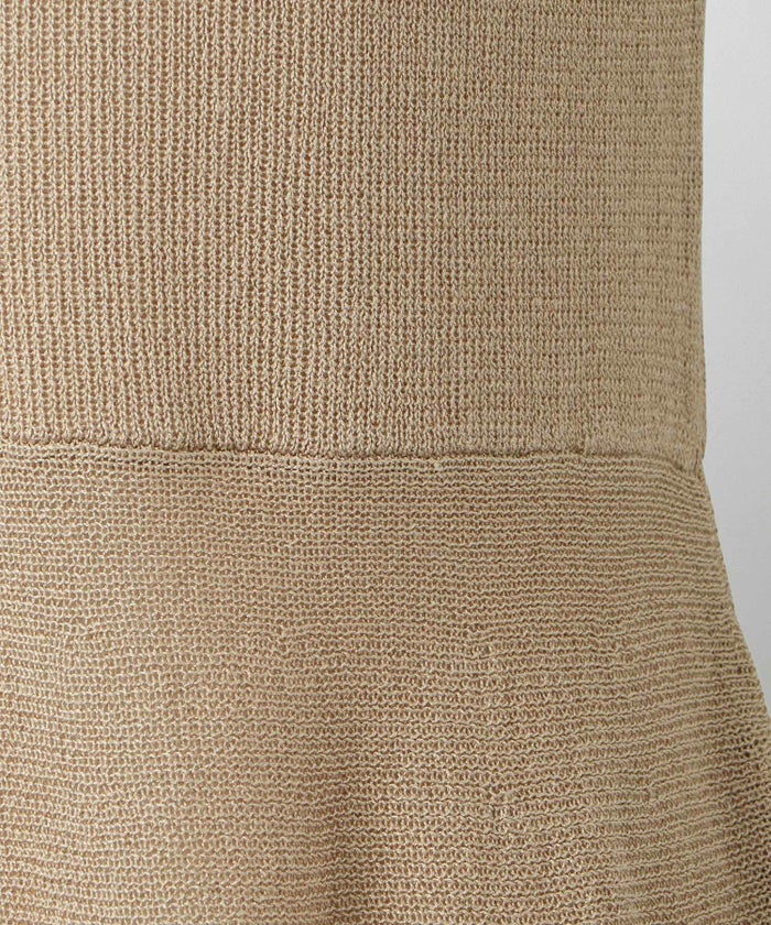 レディース トップス カーディガン サマーニット アンサンブル ペプラム きれいめ 洗える サックス/ベージュ/グレー/ネイビー M