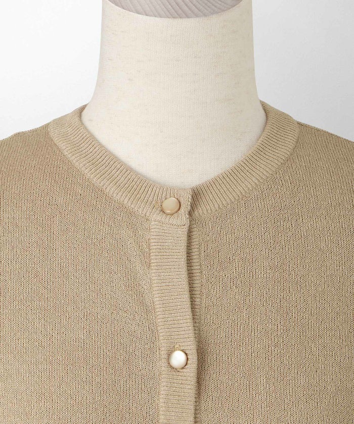 レディース トップス カーディガン サマーニット アンサンブル ペプラム きれいめ 洗える サックス/ベージュ/グレー/ネイビー M