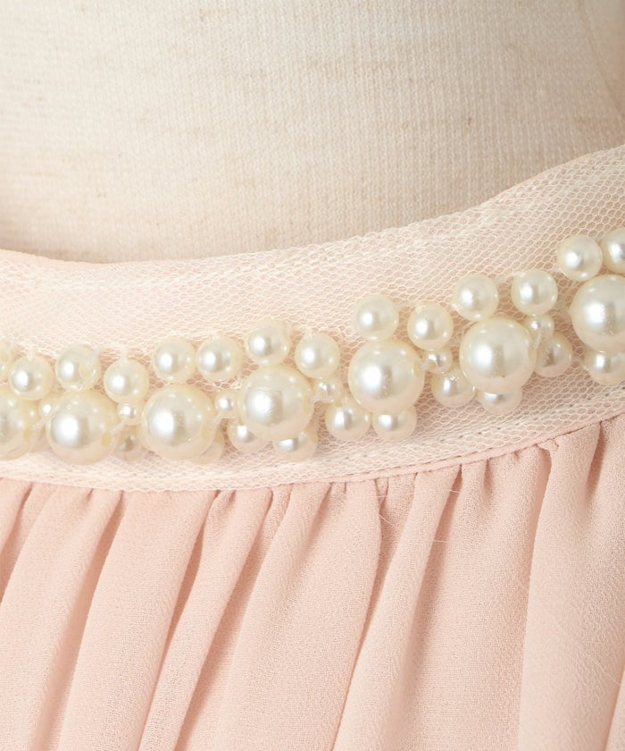 レディース ブラウス パール ビジュー 洗える きれいめ アイボリー/ピンクベージュ/ブラック キャンディースリーブ