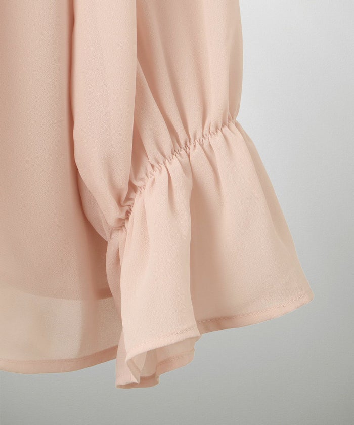 レディース ブラウス パール ビジュー 洗える きれいめ アイボリー/ピンクベージュ/ブラック キャンディースリーブ