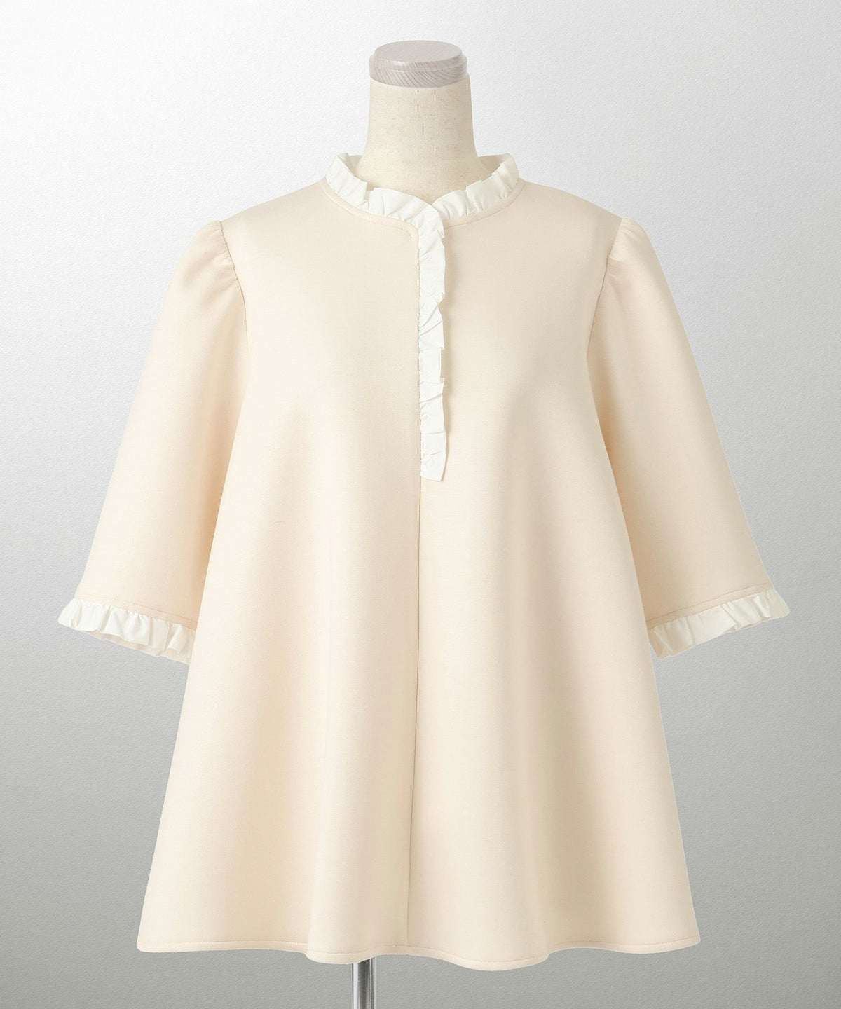 レディース トップス ボンディング フレア きれいめ 洗える アイボリー/ブラック M