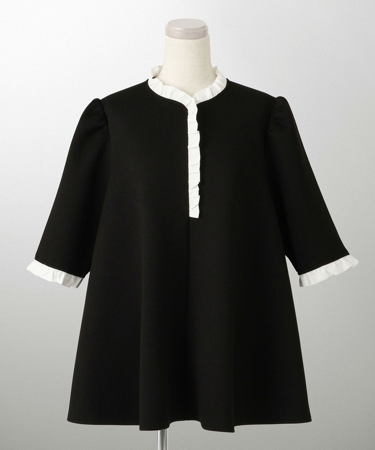 レディース トップス ボンディング フレア きれいめ 洗える アイボリー/ブラック M