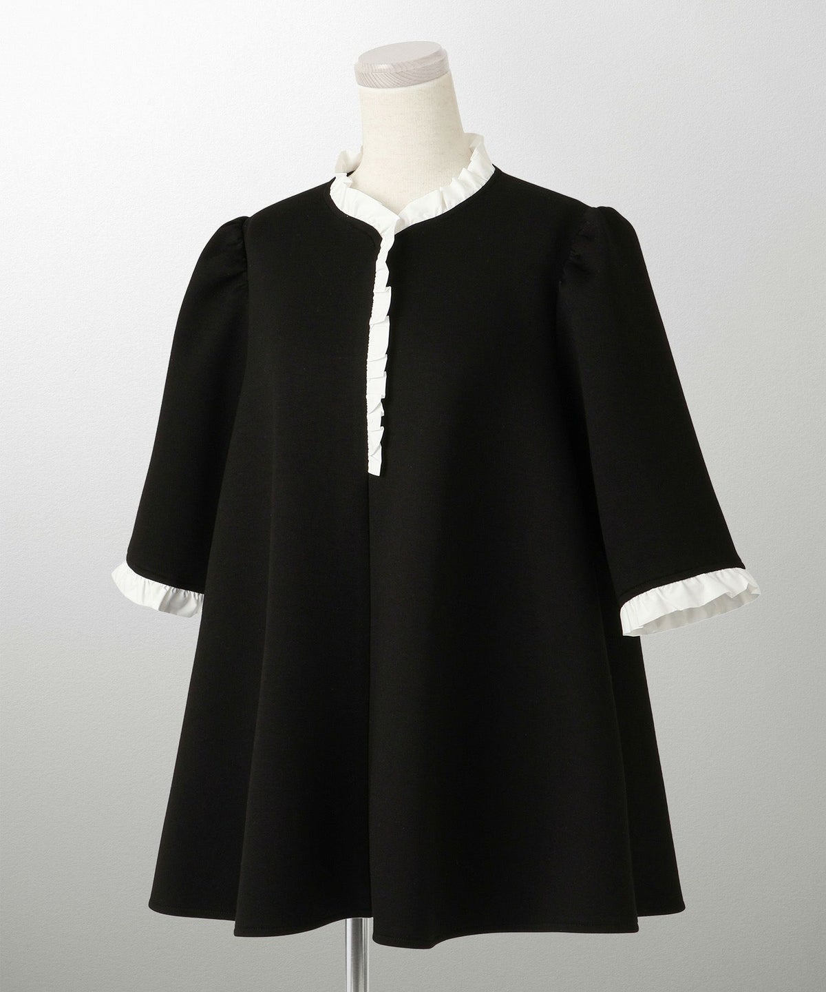 レディース トップス ボンディング フレア きれいめ 洗える アイボリー/ブラック M