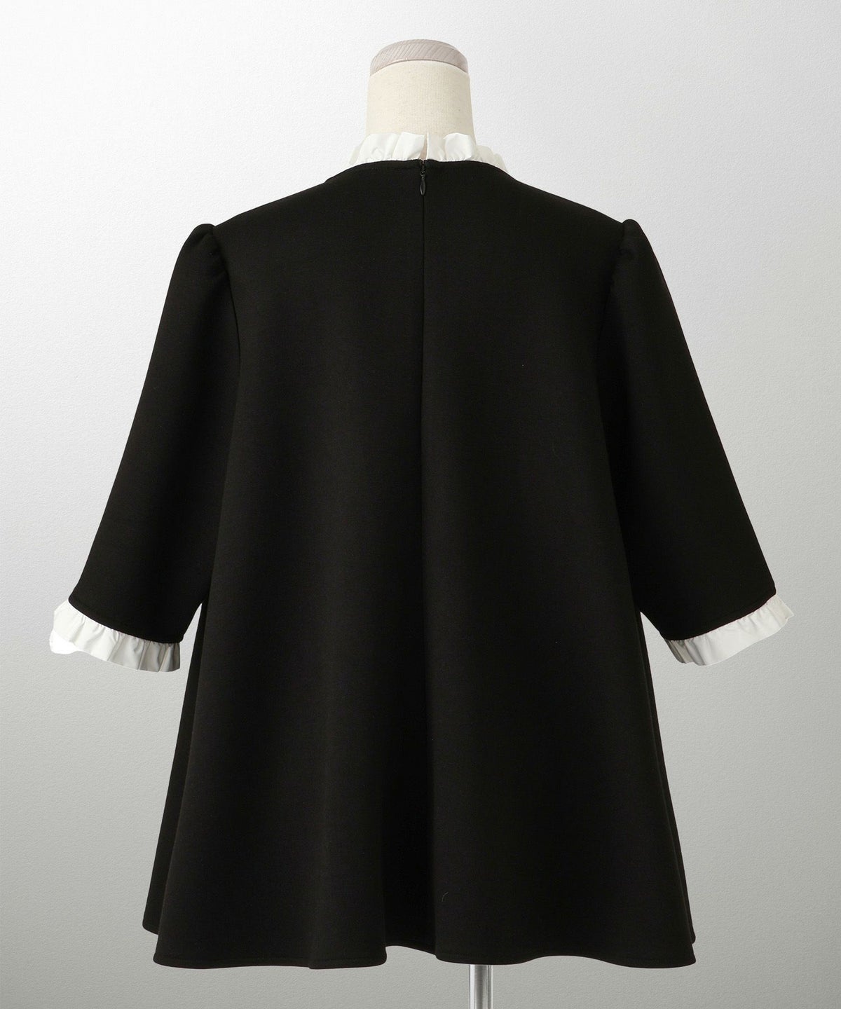 レディース トップス ボンディング フレア きれいめ 洗える アイボリー/ブラック M