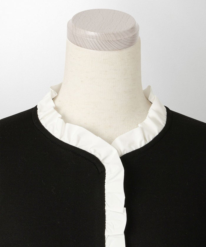 レディース トップス ボンディング フレア きれいめ 洗える アイボリー/ブラック M