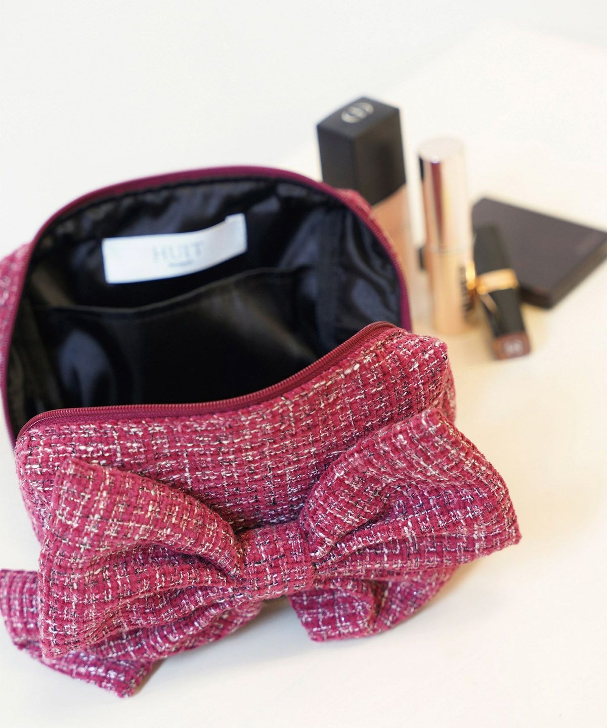 セレクト ポーチ ツイード 可愛い 大人 大きめ レッド ブラック フリー