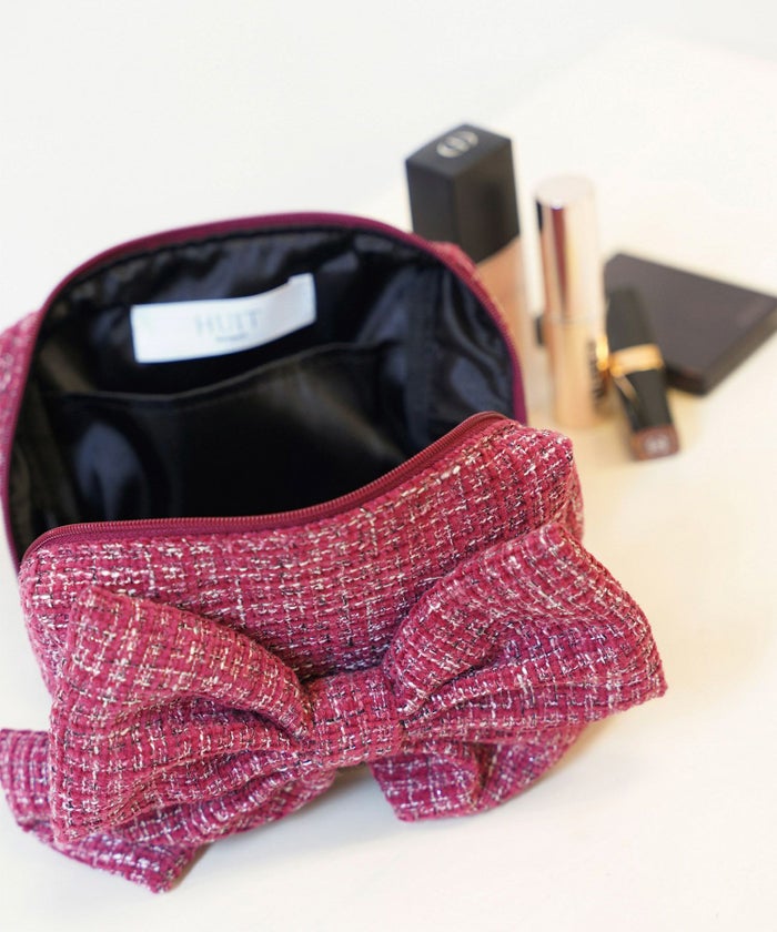 セレクト ポーチ ツイード 可愛い 大人 大きめ レッド ブラック フリー