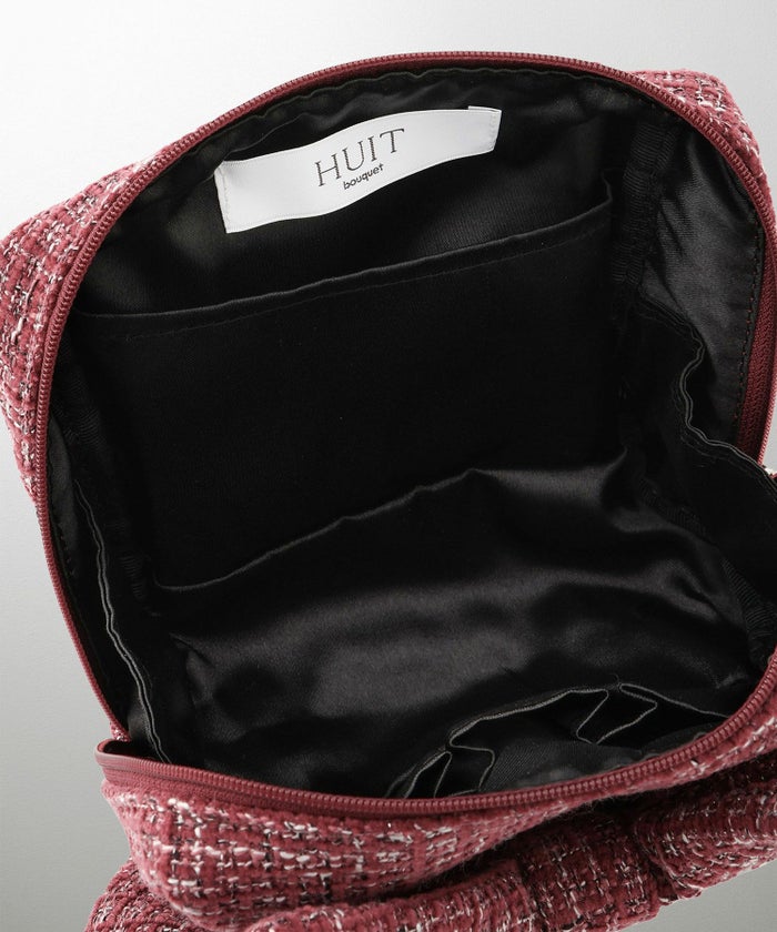 セレクト ポーチ ツイード 可愛い 大人 大きめ レッド ブラック フリー