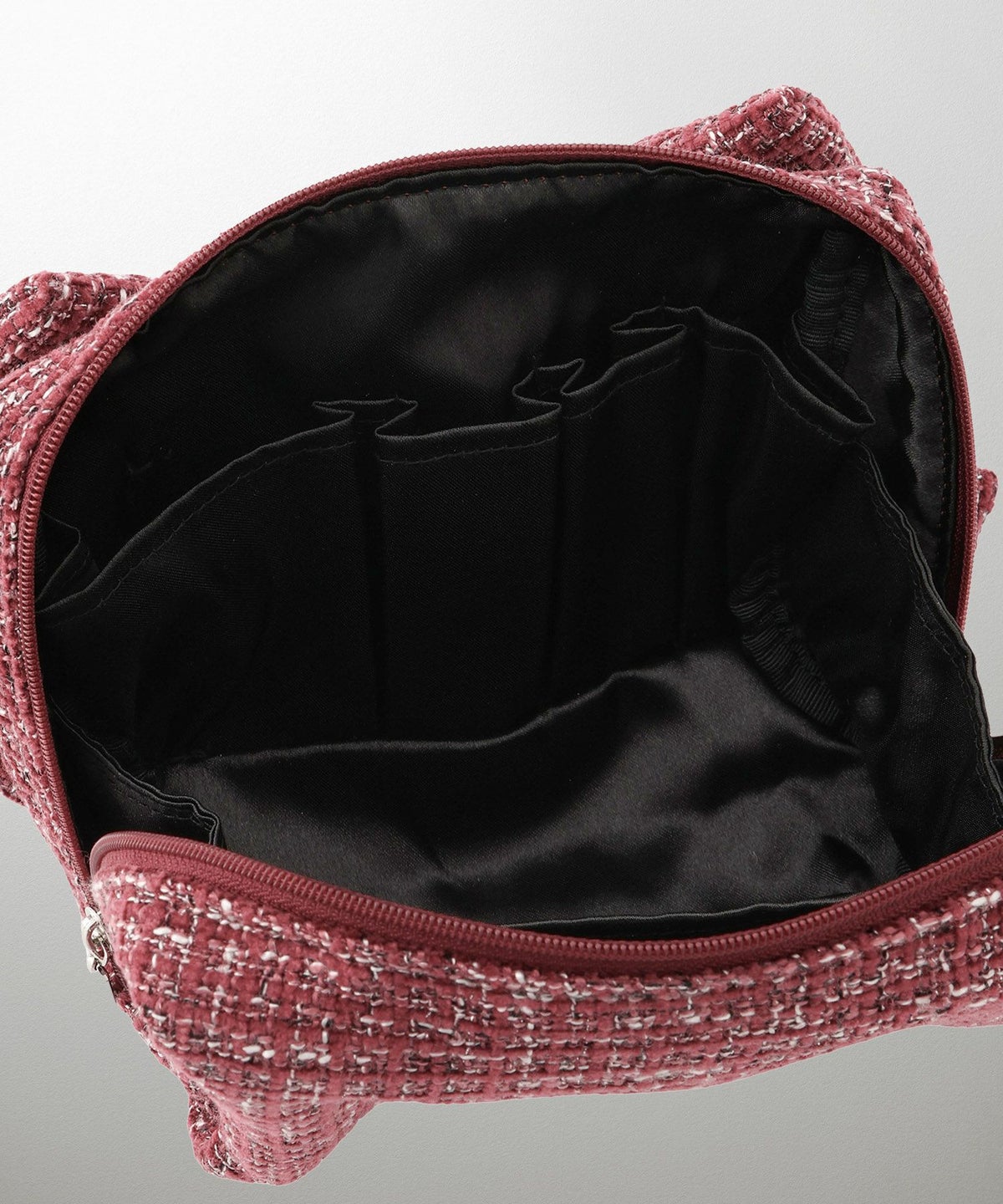 セレクト ポーチ ツイード 可愛い 大人 大きめ レッド ブラック フリー