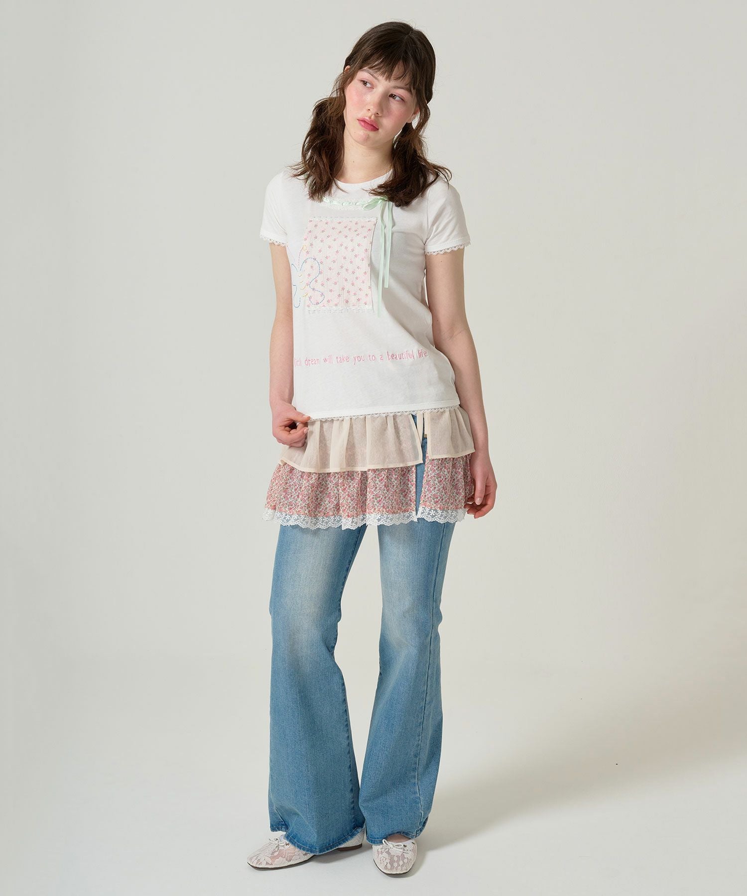 ガーリー 半袖コラージュTシャツ TINA：JOJUN 全2色｜tnj521-1053【4