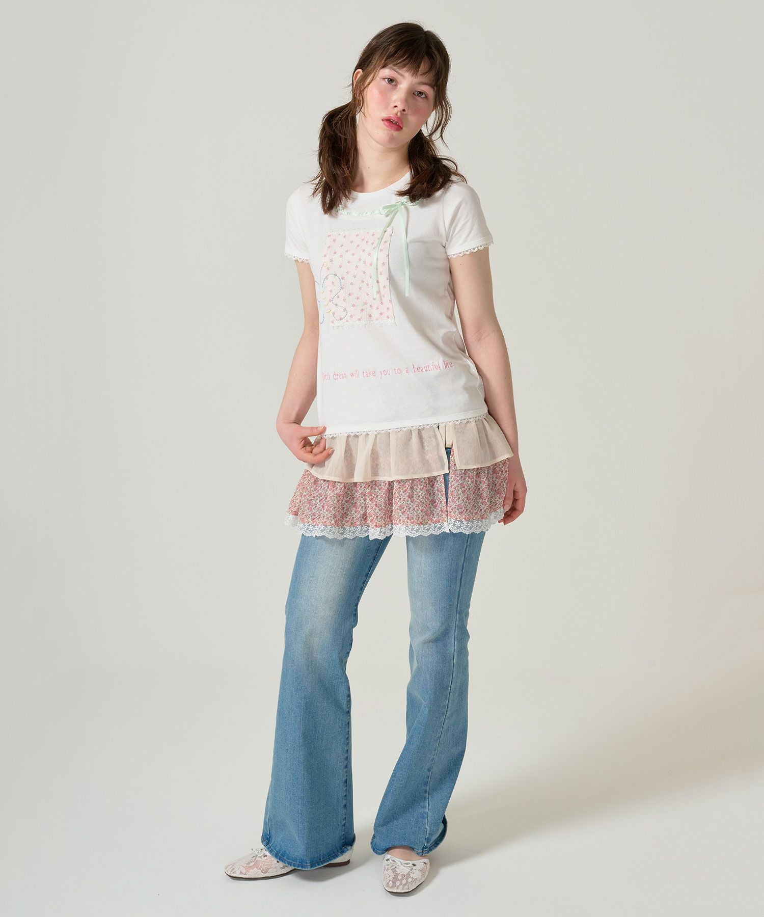 ガーリー 半袖コラージュTシャツ TINA：JOJUN 全2色｜tnj521-1053【4