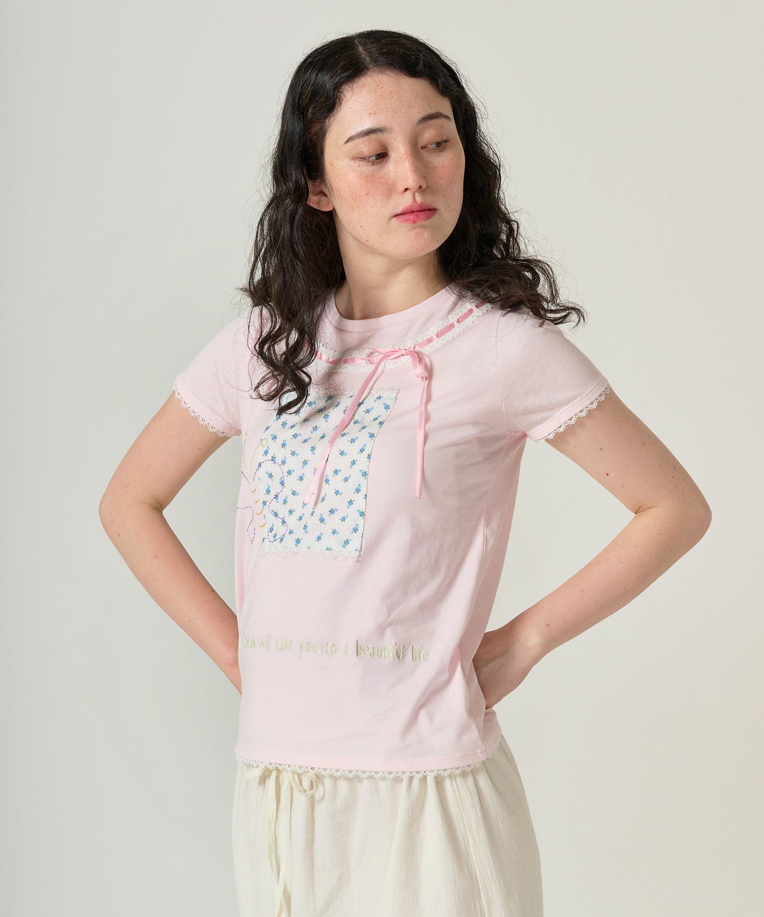 ガーリー 半袖コラージュTシャツ TINA：JOJUN 全2色｜tnj521-1053【4