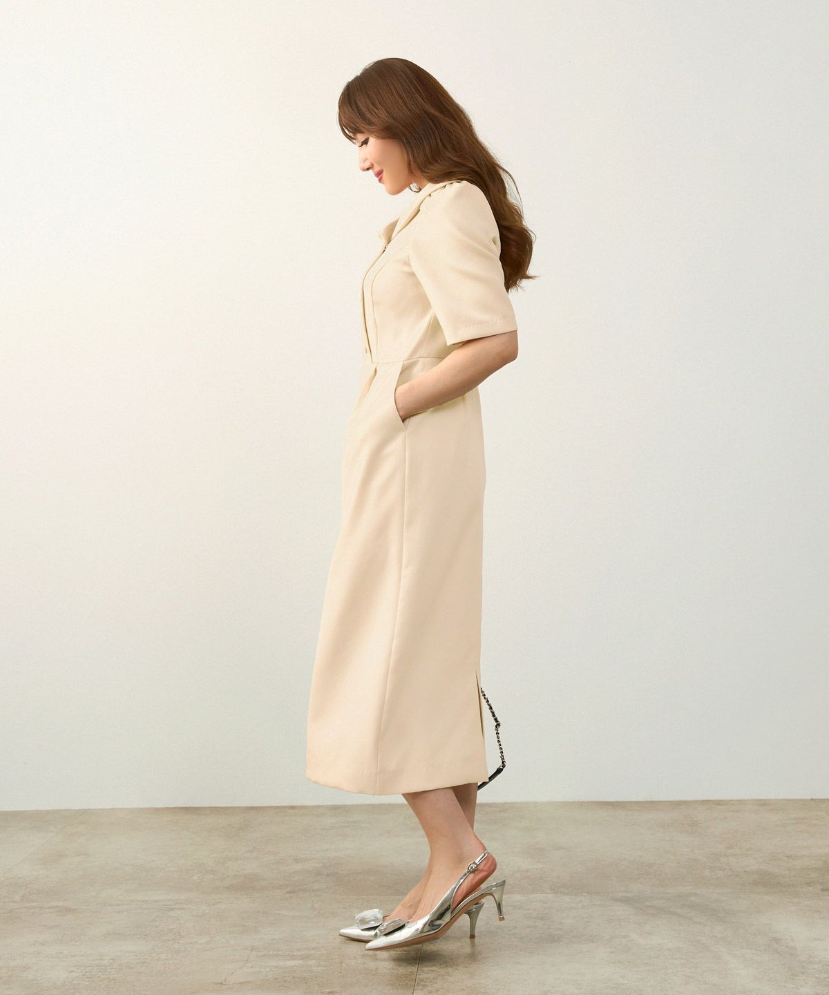 手洗い可 オケージョン 袖山タック エレガント おしゃれ フェミニン タイト 上品 大人可愛い きれいめ 夏 ジョイントスペース