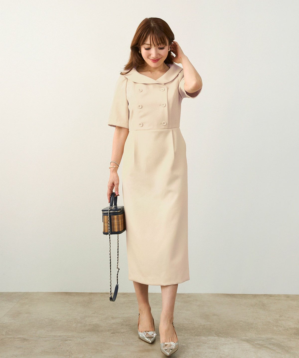 手洗い可 オケージョン 袖山タック エレガント おしゃれ フェミニン タイト 上品 大人可愛い きれいめ 夏 ジョイントスペース