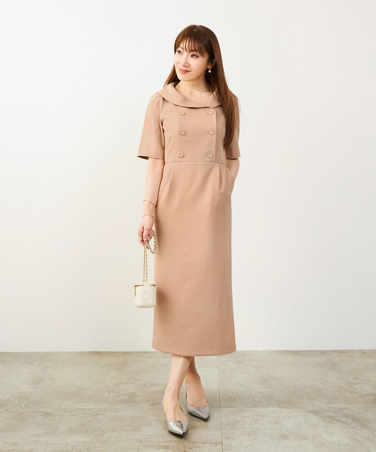 手洗い可 オケージョン 袖山タック エレガント おしゃれ フェミニン タイト 上品 大人可愛い きれいめ 夏 ジョイントスペース