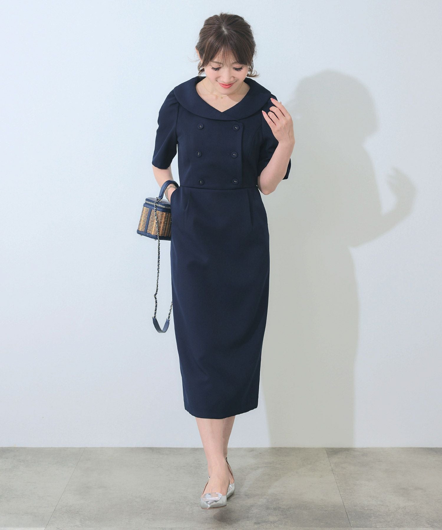 へちま襟 ダブル釦 ワンピース Liala×PG