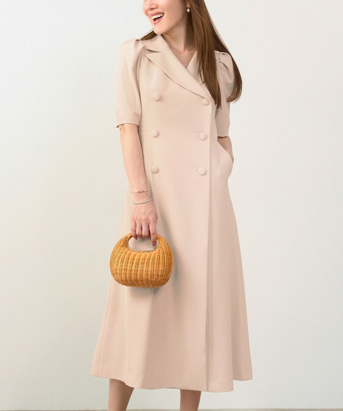 手洗い可オケージョン袖山タックパフ袖フレアおしゃれフェミニンナチュラル上品大人可愛いきれいめ夏ジョイントスペース