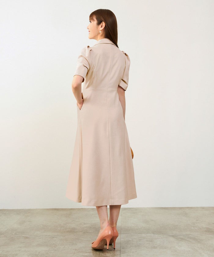 手洗い可オケージョン袖山タックパフ袖フレアおしゃれフェミニンナチュラル上品大人可愛いきれいめ夏ジョイントスペース