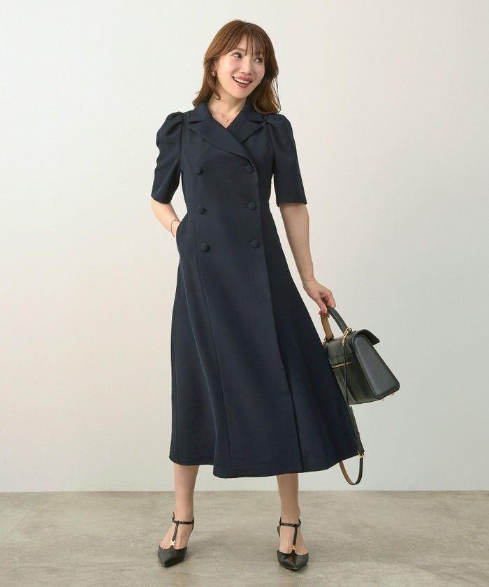 手洗い可オケージョン袖山タックパフ袖フレアおしゃれフェミニンナチュラル上品大人可愛いきれいめ夏ジョイントスペース