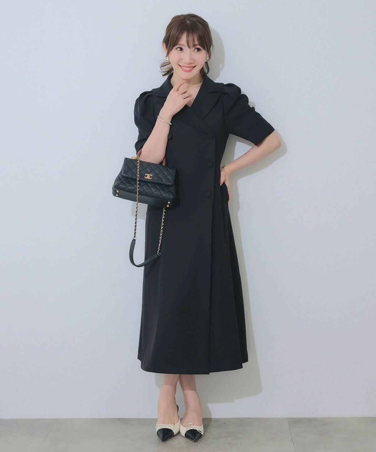 手洗い可オケージョン袖山タックパフ袖フレアおしゃれフェミニンナチュラル上品大人可愛いきれいめ夏ジョイントスペース