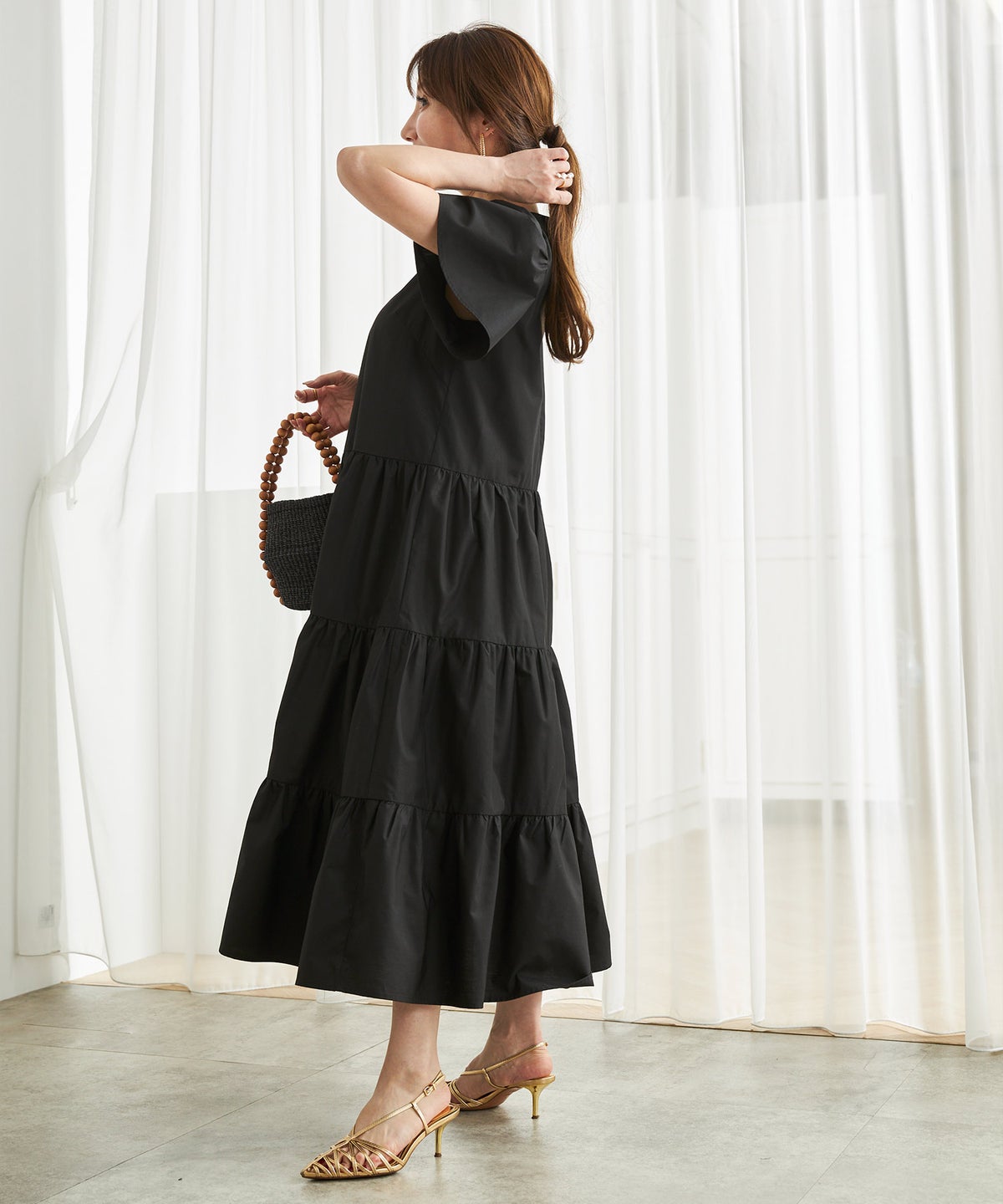 新色追加 手洗い可 Vネック フレア おしゃれ フェミニン 上品 大人可愛い きれいめ 体型カバー 夏 ジョイントスペース