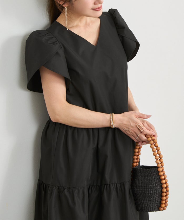 新色追加 手洗い可 Vネック フレア おしゃれ フェミニン 上品 大人可愛い きれいめ 体型カバー 夏 ジョイントスペース