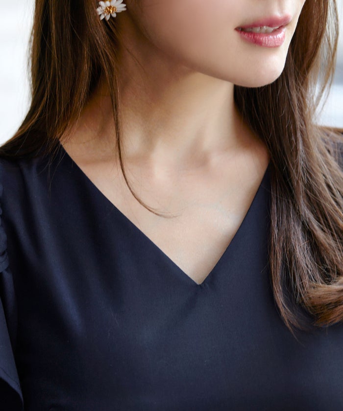 新色追加 手洗い可 Vネック フレア おしゃれ フェミニン 上品 大人可愛い きれいめ 体型カバー 夏 ジョイントスペース