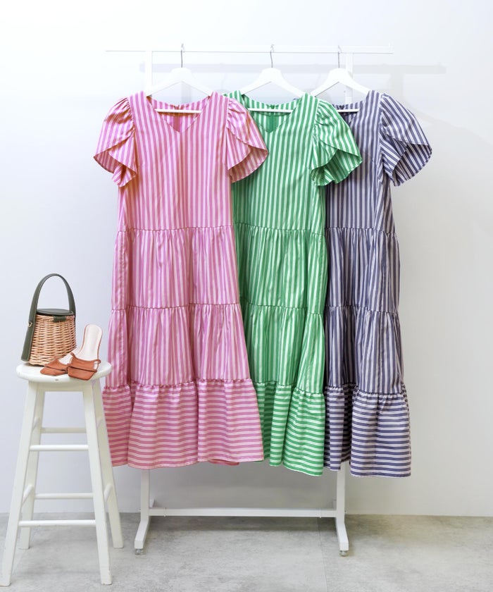 新色追加 手洗い可 Vネック フレア おしゃれ フェミニン 上品 大人可愛い きれいめ 体型カバー 夏 ジョイントスペース