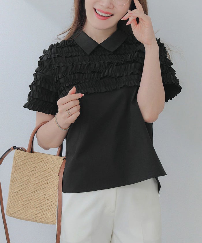 手洗い可ラウンドヘムスリット上品きれいめエレガントフォーマルオフィスカジュアルフェミニンジョイントスペース