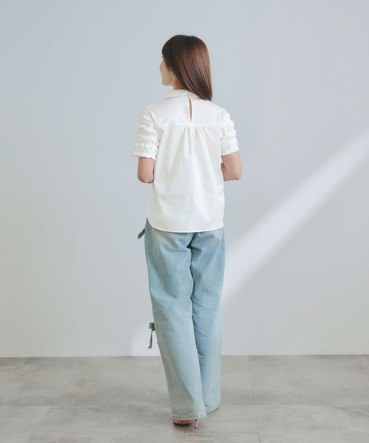 手洗い可ラウンドヘムスリット上品きれいめエレガントフォーマルオフィスカジュアルフェミニンジョイントスペース