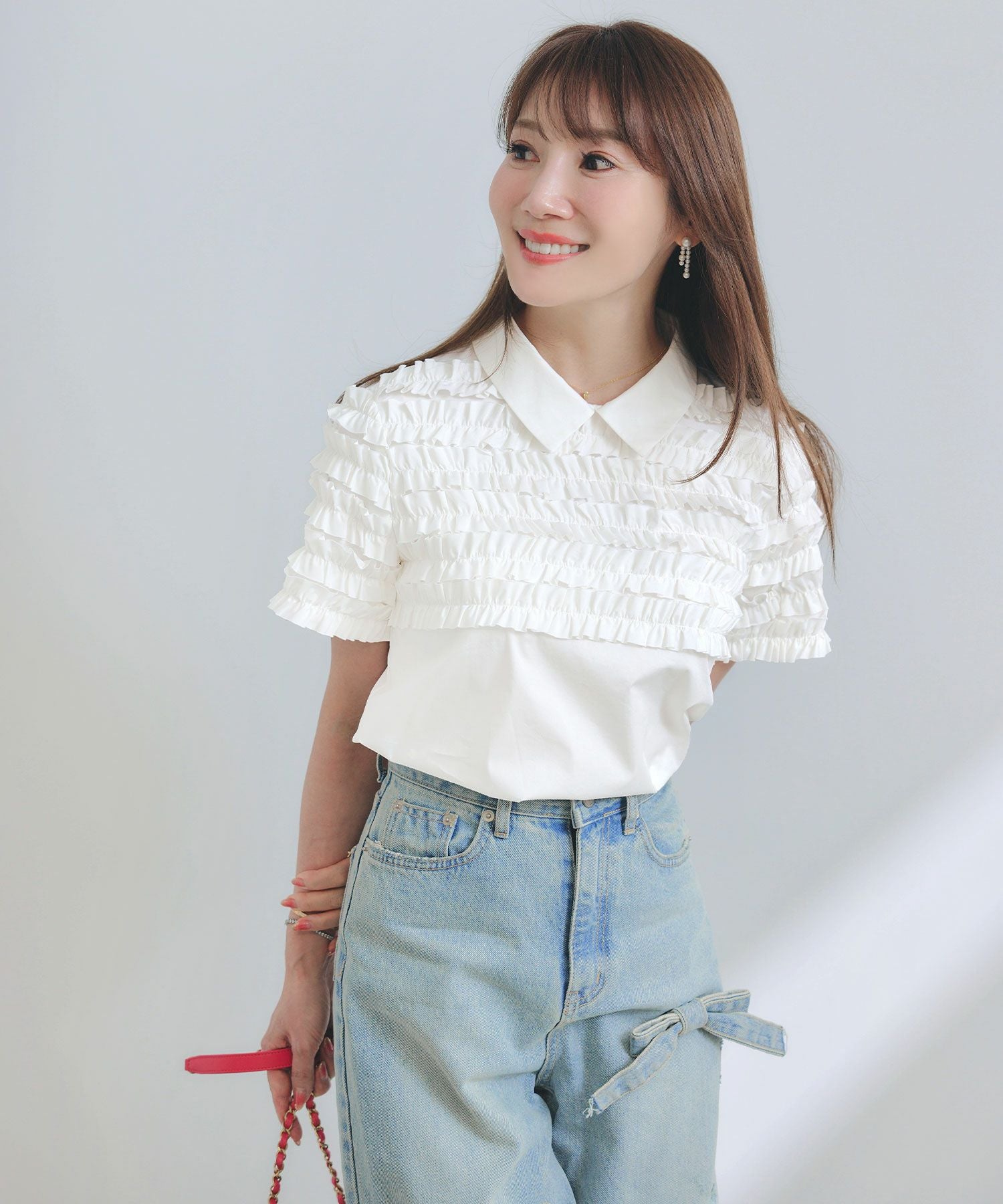 ホイップフリル 襟付き ブラウス Liala×PG